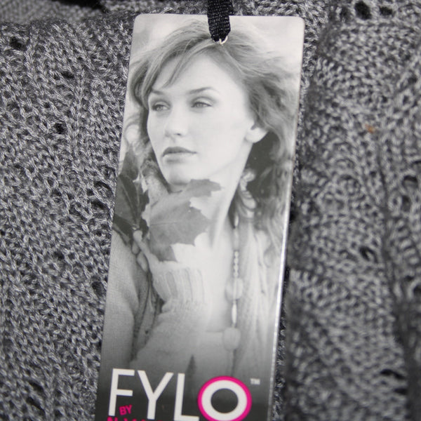 Fylo By Nylon NEW $35 Sz S P Gray Open Knit Turtleneck 100% Acrylic Tunic Top