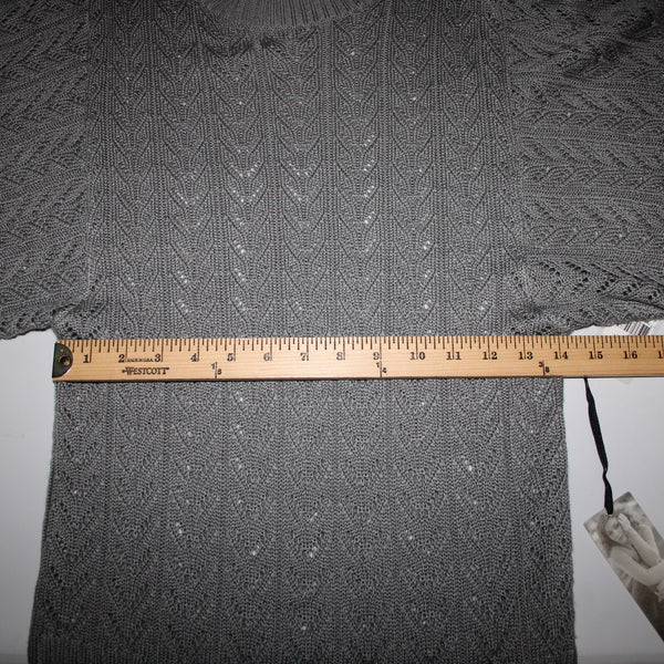 Fylo By Nylon NEW $35 Sz S P Gray Open Knit Turtleneck 100% Acrylic Tunic Top
