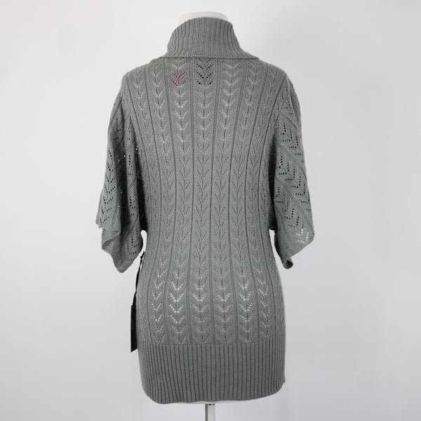 Fylo By Nylon NEW $35 Sz S P Gray Open Knit Turtleneck 100% Acrylic Tunic Top