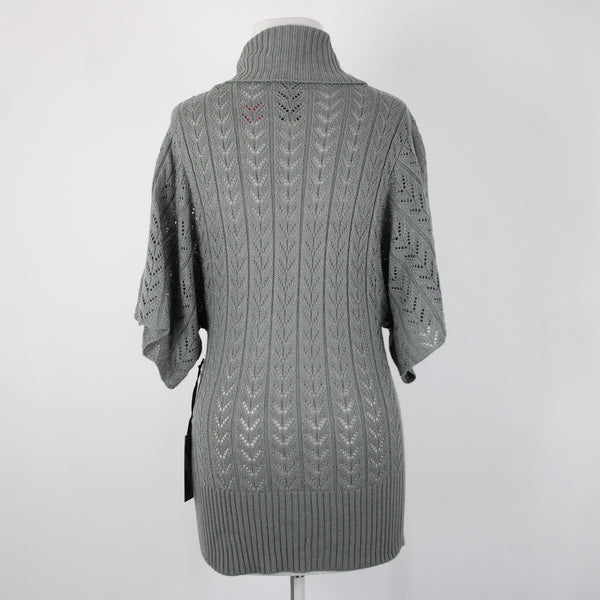 Fylo By Nylon NEW $35 Sz S P Gray Open Knit Turtleneck 100% Acrylic Tunic Top