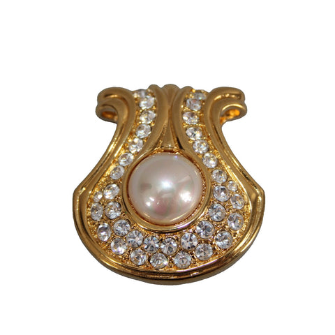 Nolan Miller Goldtone Cubic Zirconia Faux Pearl 1.5"  Slide Statement Pendant
