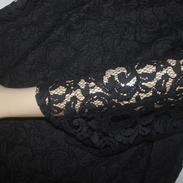 Chicos Dress NEW $159 Sz 2 Black Lined Cold Shoulder Lace Detail Rayon Poly