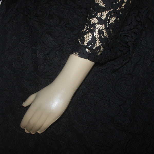 Chicos Dress NEW $159 Sz 2 Black Lined Cold Shoulder Lace Detail Rayon Poly