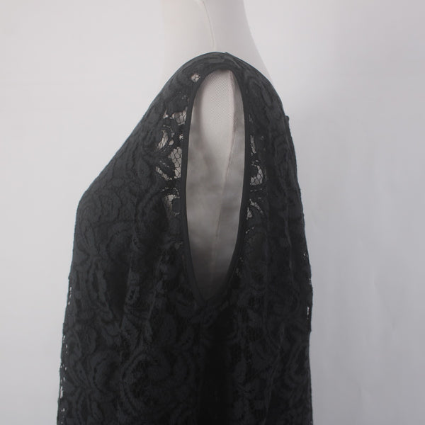 Chicos Dress NEW $159 Sz 2 Black Lined Cold Shoulder Lace Detail Rayon Poly