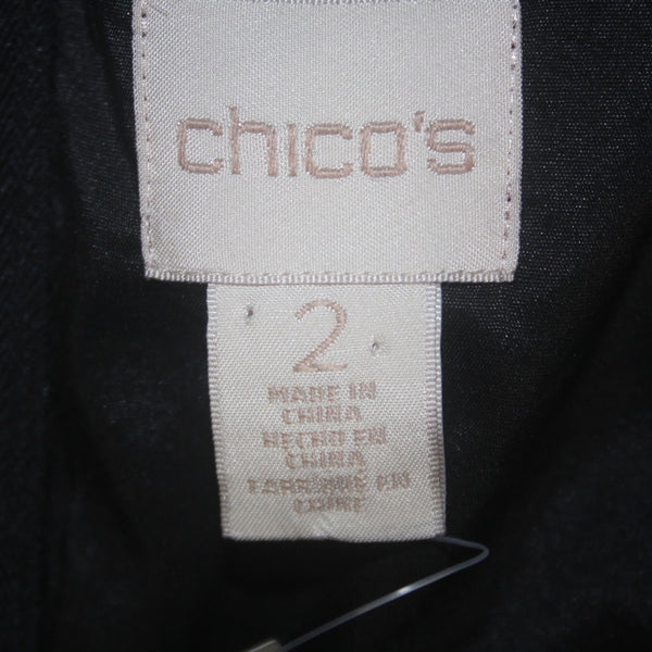 Chicos Dress NEW $159 Sz 2 Black Lined Cold Shoulder Lace Detail Rayon Poly