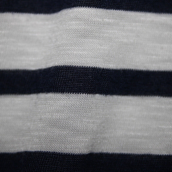 Splendid Sz S White Navy Blue Striped Round Neck Polyester Cotton Dress
