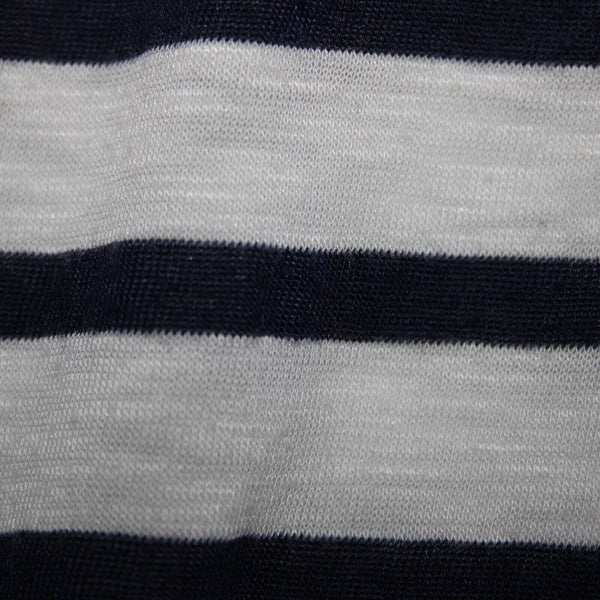 Splendid Sz S White Navy Blue Striped Round Neck Polyester Cotton Dress