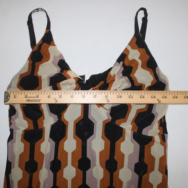 Cabi Dress Sz XS Black Brown Purple Green Reversible Mesh Nylon Dress