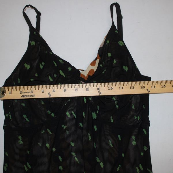 Cabi Dress Sz XS Black Brown Purple Green Reversible Mesh Nylon Dress