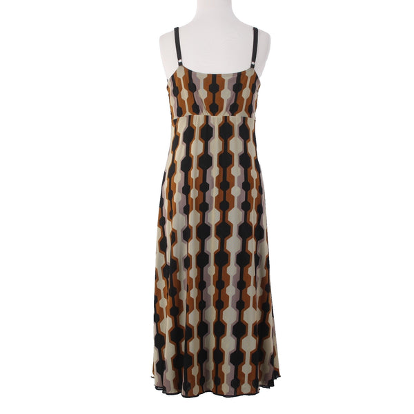 Cabi Dress Sz XS Black Brown Purple Green Reversible Mesh Nylon Dress