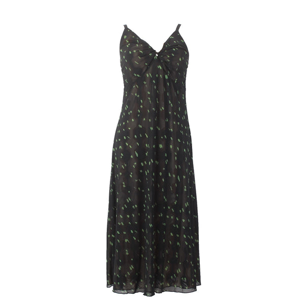 Cabi Dress Sz XS Black Brown Purple Green Reversible Mesh Nylon Dress