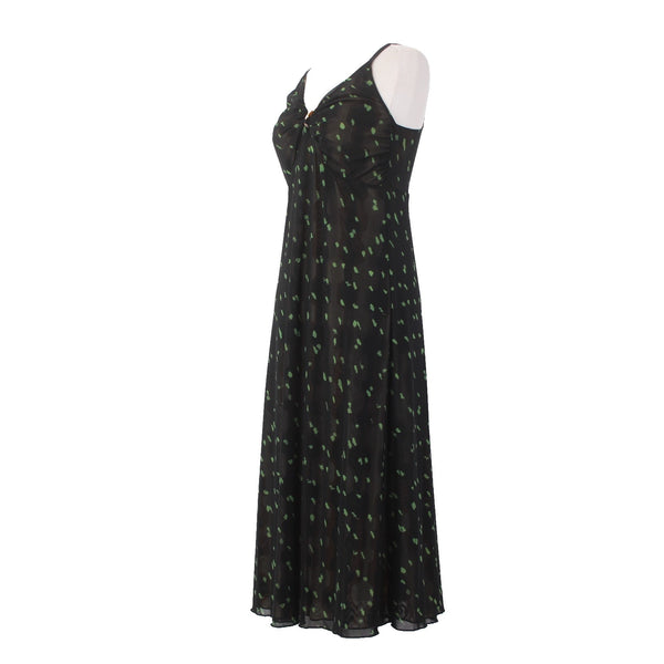 Cabi Dress Sz XS Black Brown Purple Green Reversible Mesh Nylon Dress
