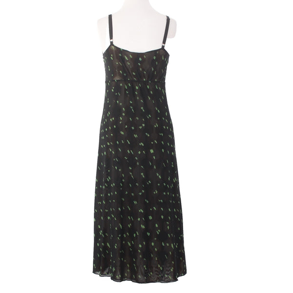 Cabi Dress Sz XS Black Brown Purple Green Reversible Mesh Nylon Dress