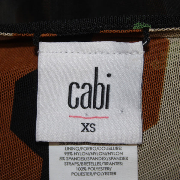 Cabi Dress Sz XS Black Brown Purple Green Reversible Mesh Nylon Dress