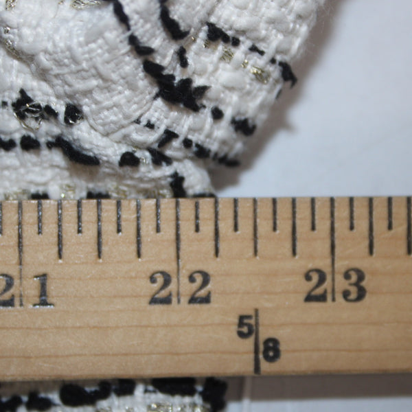 Chicos Blazer Jacket $139 Sz 2 White Black Gold Tweed Faux Leather Poly Metallic