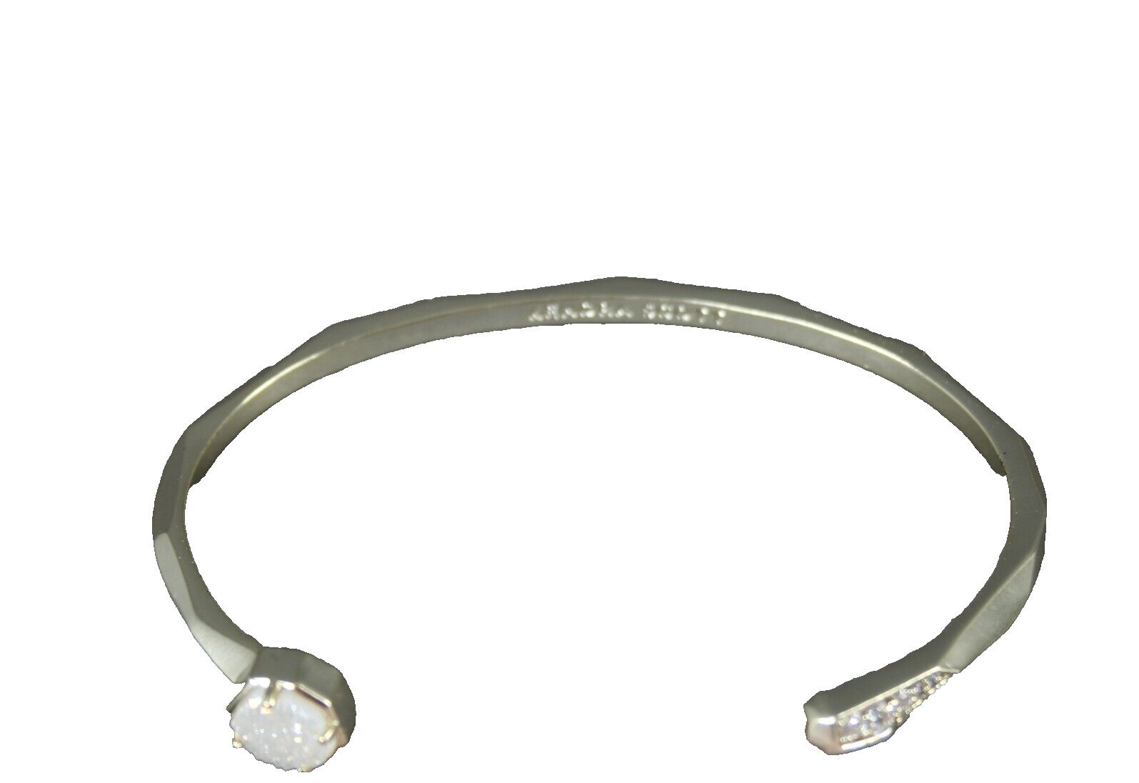 Kendra Scott Goldtone Cut Drusy Gemstone Rhinestones Hammered Cuff Bracelet