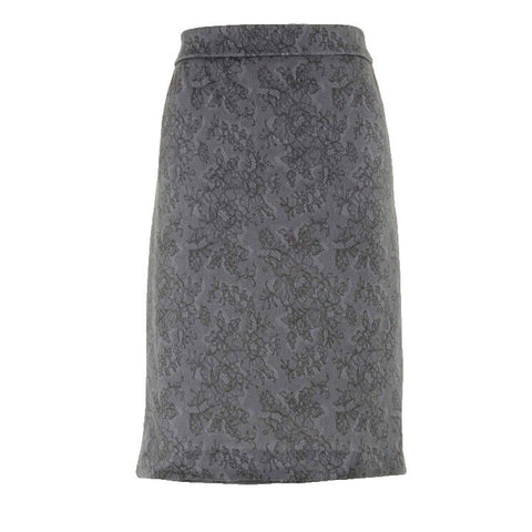 Elle NEW $40 Sz 2 Gray Lace Print Polyester Spandex Pencil Skirt