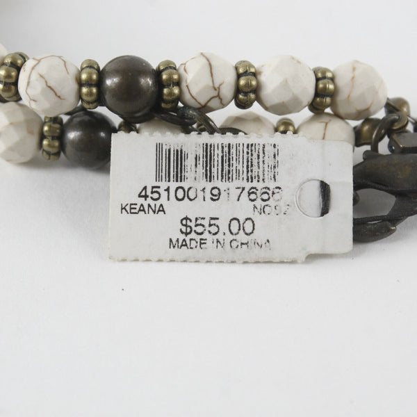 Chicos NEW $55 22.5" Brown Cream 2 Strand Drusy Crystal Pendant Necklace