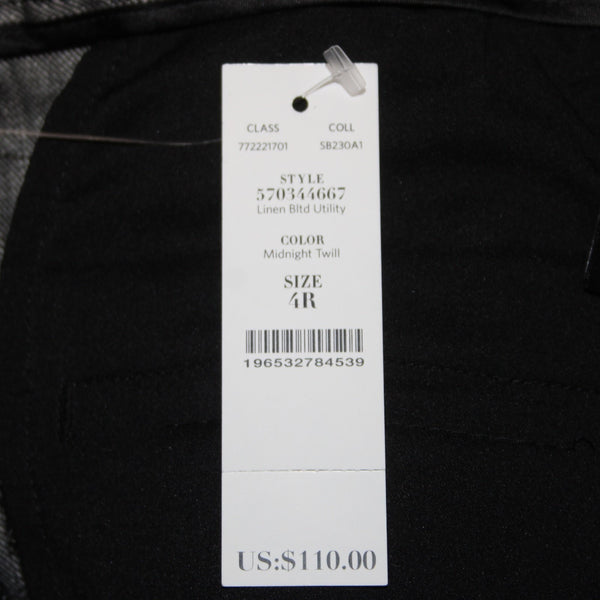 WHBM Pant NEW $110 Sz 4 x 27 Black White Tapered Ankle Belted Linen Poly Pant