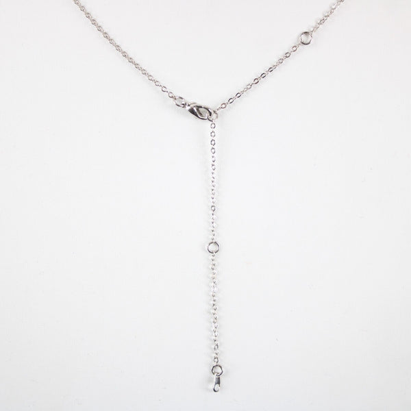 WHITNEY Name Rhinestone Silvertone 14.5" w 4.5" Multi Ring Ext Necklace