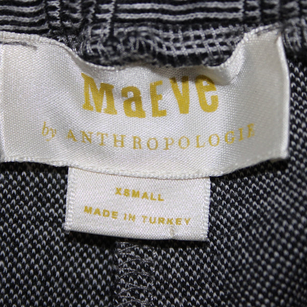 Maeve Sz S Black White Plaid Side Lime Blue Metallic Stripes Pocket Ctn Bld Pant
