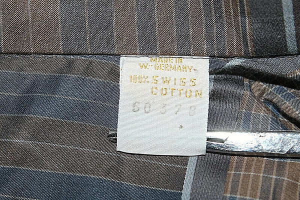 Daniel Schagen Sz L Brown Blue Gray Plaid 100% Swiss Cotton Button Down Shirt