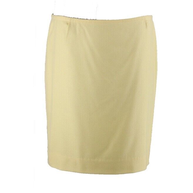ESCADA Sz 44 Yellow Textured Lined Straight 100% Cashmere Skirt