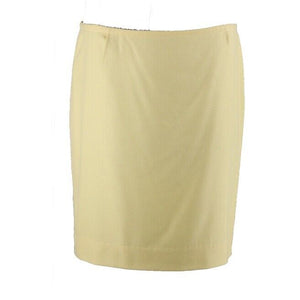 ESCADA Sz 44 Yellow Textured Lined Straight 100% Cashmere Skirt