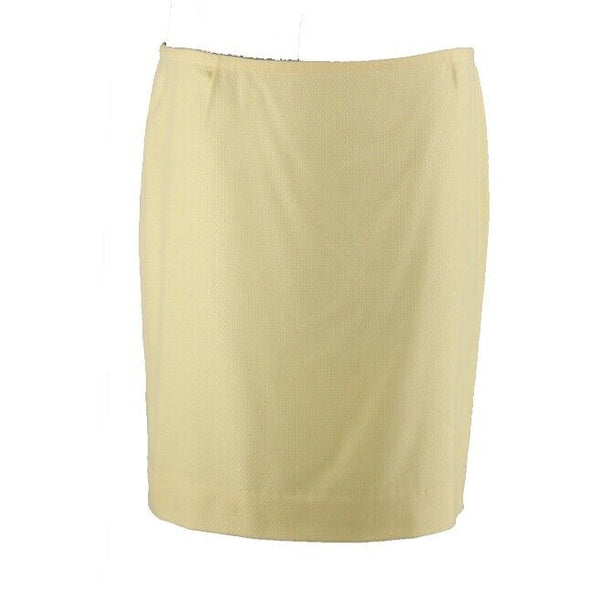 ESCADA Sz 44 Yellow Textured Lined Straight 100% Cashmere Skirt