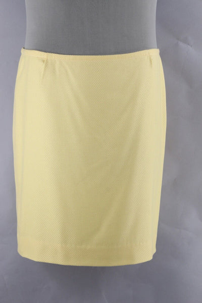 ESCADA Sz 44 Yellow Textured Lined Straight 100% Cashmere Skirt