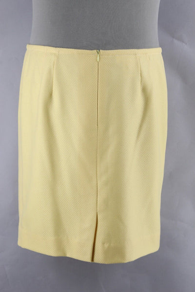 ESCADA Sz 44 Yellow Textured Lined Straight 100% Cashmere Skirt