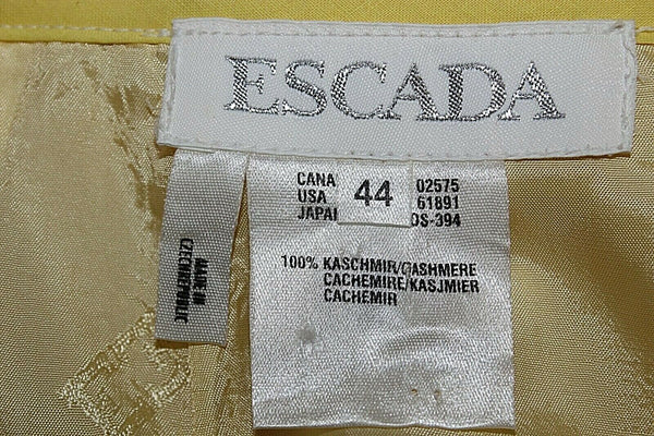 ESCADA Sz 44 Yellow Textured Lined Straight 100% Cashmere Skirt