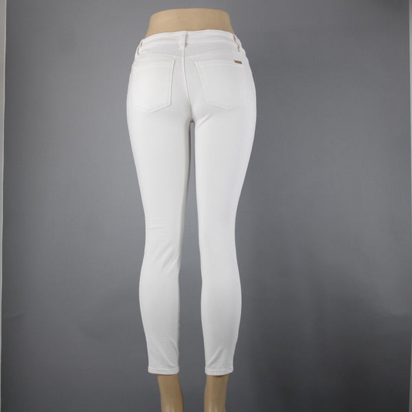 WHBM The Skinny Crop Sz 0 x 27 White Distressed Lace Cotton Poly Pant