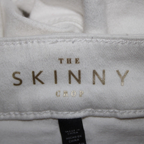 WHBM The Skinny Crop Sz 0 x 27 White Distressed Lace Cotton Poly Pant