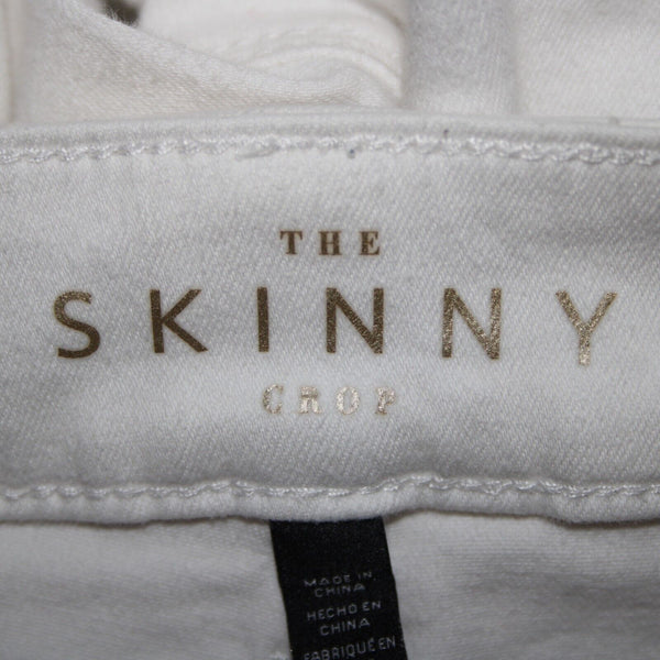 WHBM The Skinny Crop Sz 0 x 27 White Distressed Lace Cotton Poly Pant