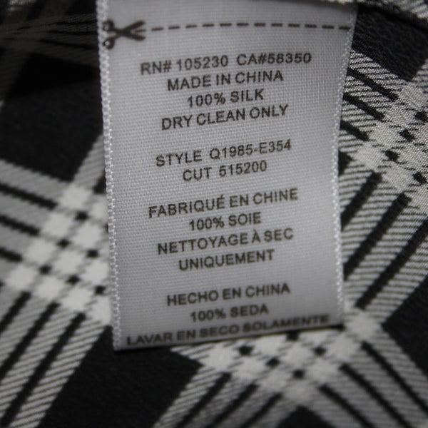 Equipment Femme Sz XS Black White Plaid Collared Pockets 100% Silk Chiffon Dress