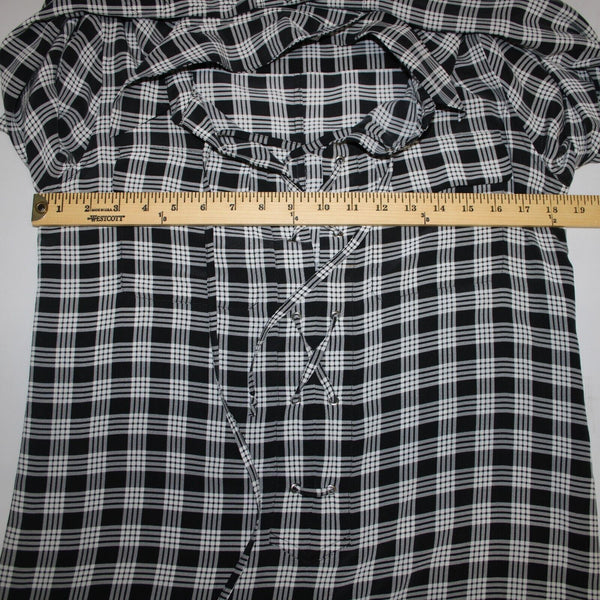 Equipment Femme Sz XS Black White Plaid Collared Pockets 100% Silk Chiffon Dress
