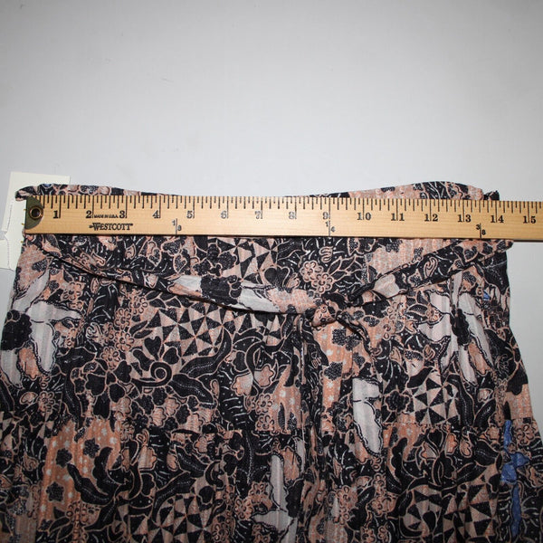 Ulla Johnson NEW $295 Foxy Couture Sz 4 Peach Navy Multi Tier Cotton Maxi Skirt