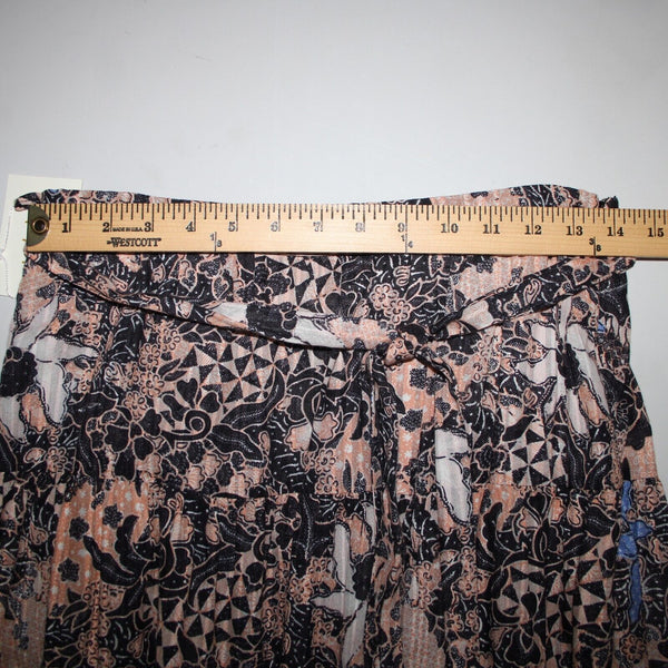 Ulla Johnson NEW $295 Foxy Couture Sz 4 Peach Navy Multi Tier Cotton Maxi Skirt