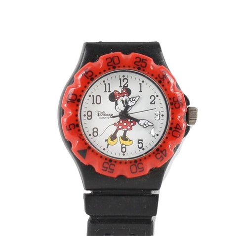 Disney Time Works 8.5 in Black Red Water Resistant Minnie Mouse Wrist Watch