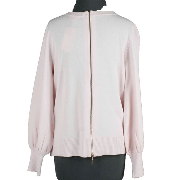 Simply Scarlett NEW $88 Sz M Pink Whisper Zip Back Rayon Nylon Wrap Sweater