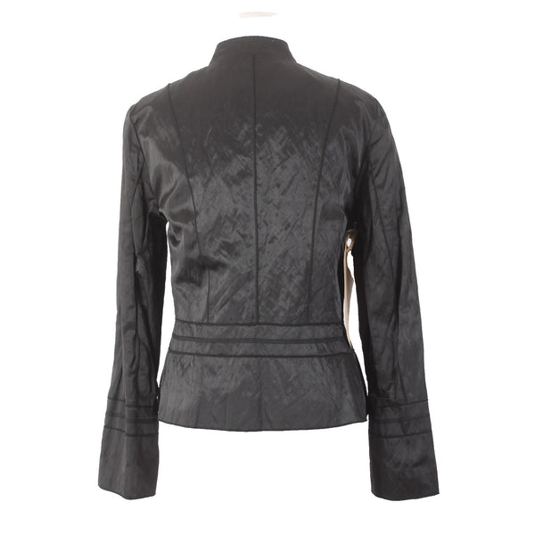 Tribal Jacket NEW $119 Sz 6 Black Buttons Collared Poly Cotton Metallic Jacket