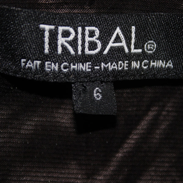 Tribal Jacket NEW $119 Sz 6 Black Buttons Collared Poly Cotton Metallic Jacket