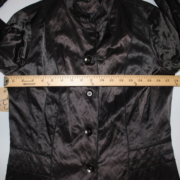 Tribal Jacket NEW $119 Sz 6 Black Buttons Collared Poly Cotton Metallic Jacket