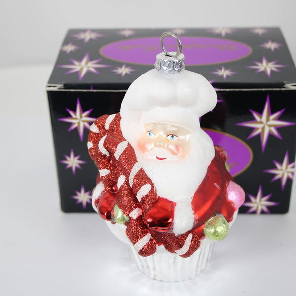 Christopher Radko 5" Multi Color Chef Santa Claus In Cupcake Christmas Ornament