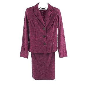 CAbi Sz 6 Purple Lace Over Lining Cotton Nylon Polyester Skirt Suit