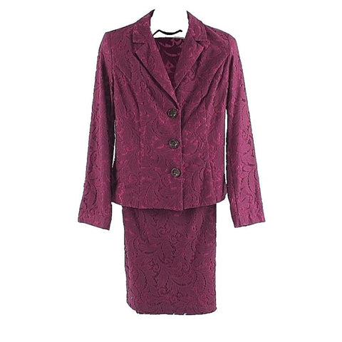 CAbi Sz 6 Purple Lace Over Lining Cotton Nylon Polyester Skirt Suit