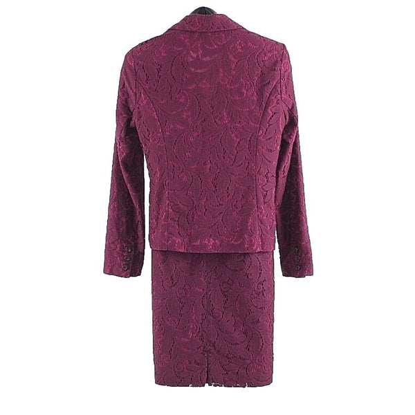 CAbi Sz 6 Purple Lace Over Lining Cotton Nylon Polyester Skirt Suit