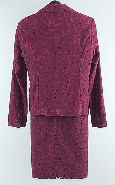 CAbi Sz 6 Purple Lace Over Lining Cotton Nylon Polyester Skirt Suit
