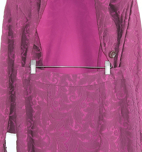 CAbi Sz 6 Purple Lace Over Lining Cotton Nylon Polyester Skirt Suit
